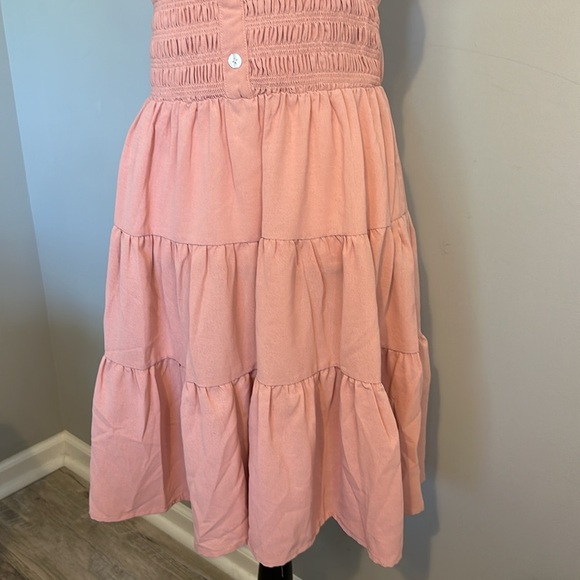 kancy Kole Pink Ruffle Button Milk Maid Summer Dusty Rose Dress NWT - Picture 3 of 7